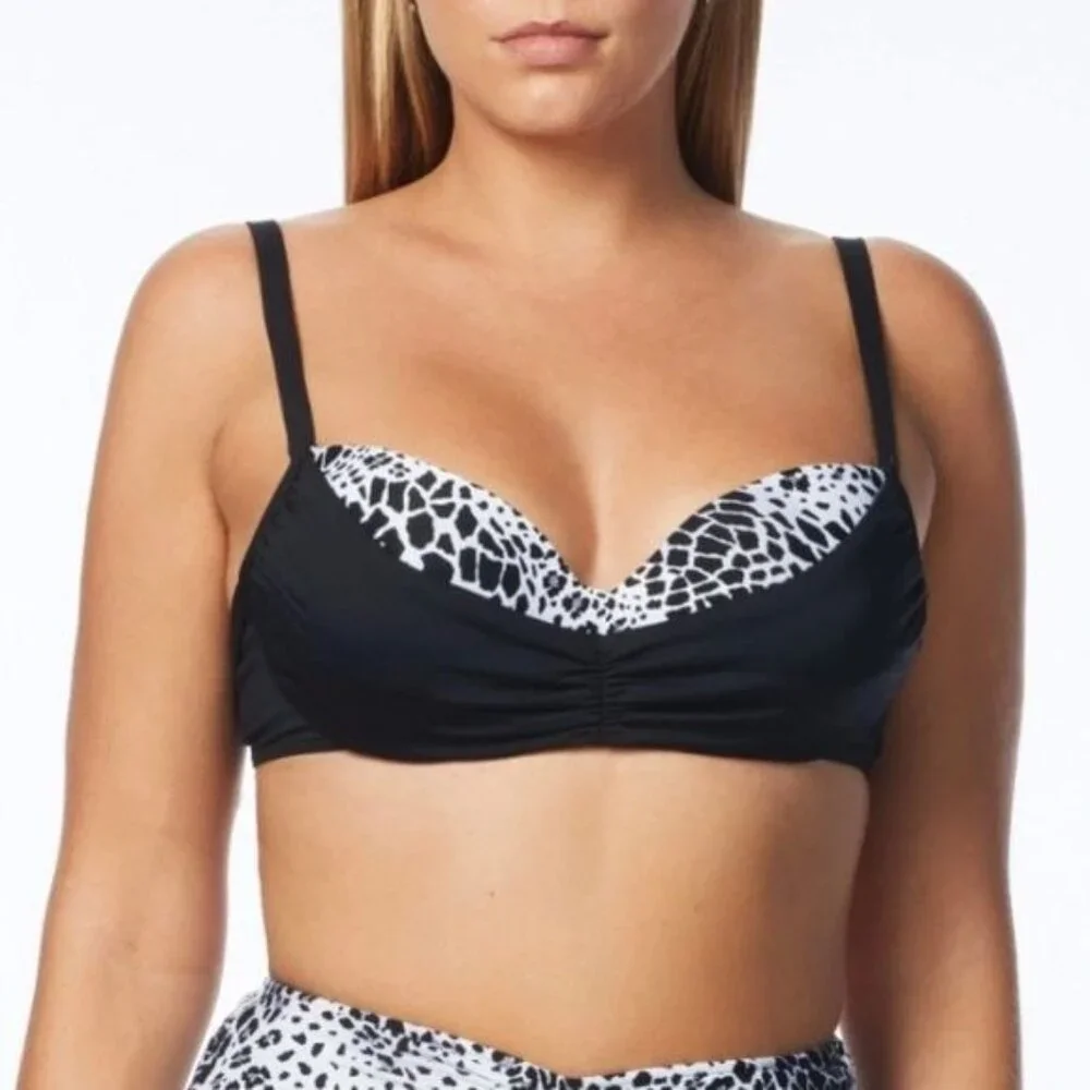 Coco Reef Diva Power Underwire Bikini Top 36/38C Harmony Mix Bra Animal Print